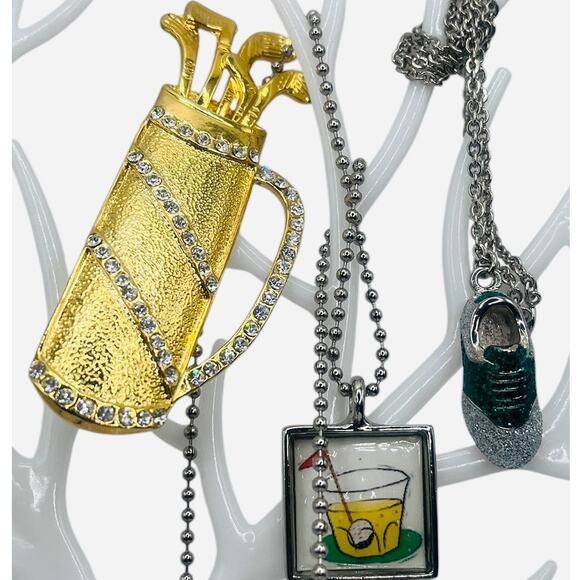Golf Jewelry Set: Golf Bag Pin, Golf Shoe Pendant, After Golf Pendant Set of 3 - Picture 6 of 6